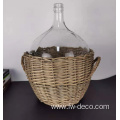 custom glass bottle vase with rattan wrapped basket